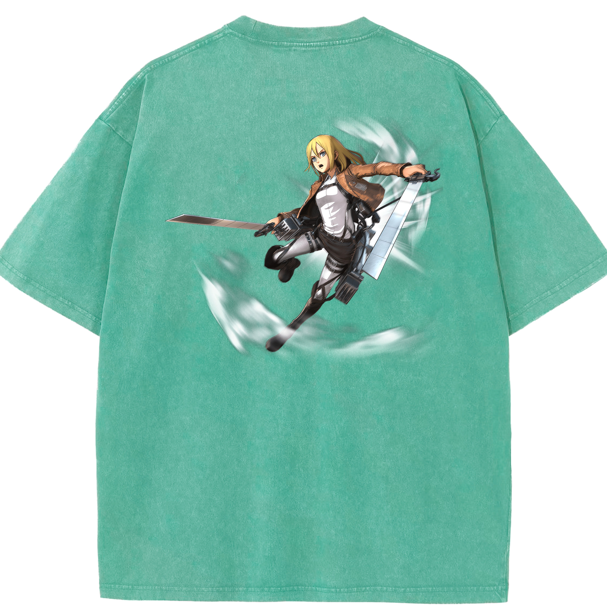 （画像用） 進撃の巨人 クリスタ·レンズ Attack on Titan Christa Lenz 綿100% ヴィンテージ風 半袖Tシャツ（背面プリント）